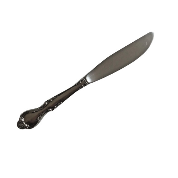 Lyons Queens Fancy Butter Knife Spreader Stainless Steel Satin Black Accent 7" - Picture 3 of 6
